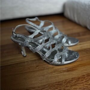 Elegant Silver Strappy Heels